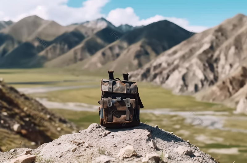 徒步旅行背包在山区的背景休闲活动摄影图,高清,摄影图,摄影图片,图片大全,摄影图免费下载